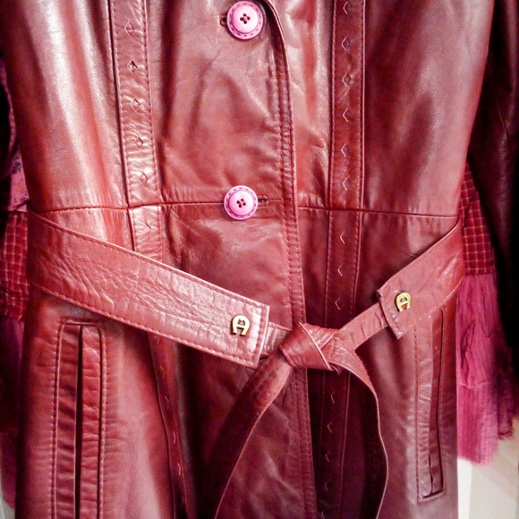VINTAGE AGNER BELTED JACKET OXBLOOD SZ 10 - Picture 4 of 15